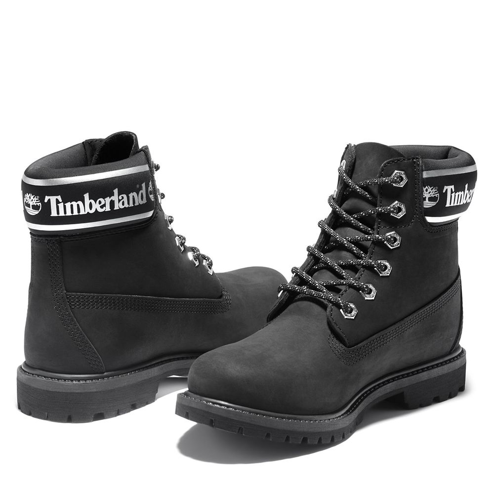 Timberland Womens 6-Inch Boots Premium Waterproof - Black/White - India SG2360847